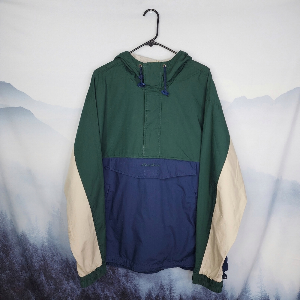 Eddie Bauer Men's 1/4 Zip Pullover Colorblock Hooded Jacket XL